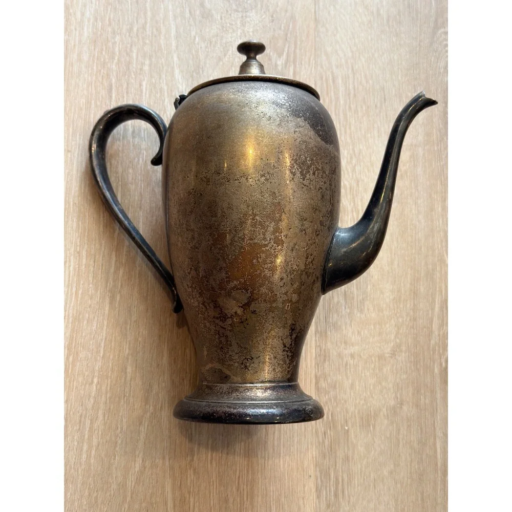 Vintage 50s 60s Sheridan Silver Co Silver on Copper Teapot